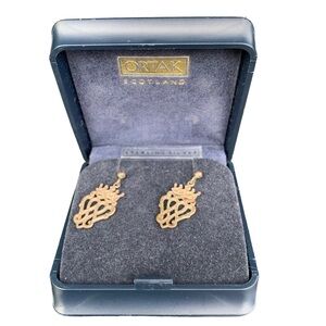 🆕 Vintage Sterling Silver Ortak Luckenbooth Earrings Dangle Drop Scotland 90s